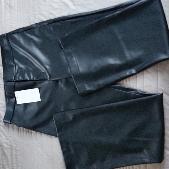 ZARA FAUX LEATHER FLARE TROUSERS - Picture 2 of 12